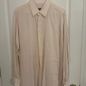 Hugo Boss Selection Men's Light Orange and White Striped Dress Shirt 43/17